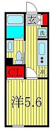 エレガンテ豊四季 1Kの間取図画像