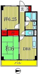 テラスコート柏 2DKの間取図画像