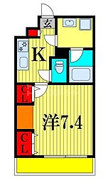 LEVICIA BLDG.III 1Kの間取図画像