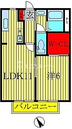グランシードA棟 1LDKの間取図画像