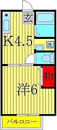 サンライズ・ベル 1Kの間取図画像