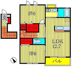 ブリリアントガーデンアゼリアB 2LDKの間取図画像