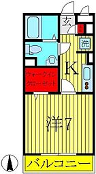 エヴァー 1Kの間取図画像