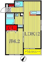 ヴェルドミール 1LDKの間取図画像