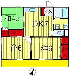 フジハイツ2 3DKの間取図画像