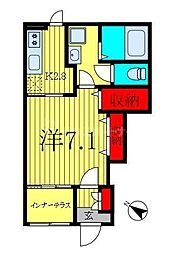 グランアサヒ 1Kの間取図画像