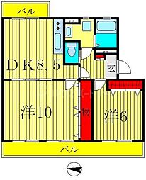 オリーブガーデン 2DKの間取図画像