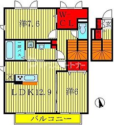 カームベリーC 2LDKの間取図画像