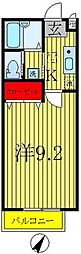 プレジール柏 1Kの間取図画像