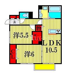 ルアナ 2LDKの間取図画像