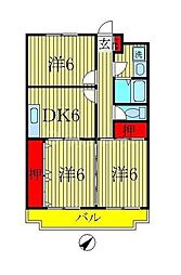 アーバンレイソル 3DKの間取図画像
