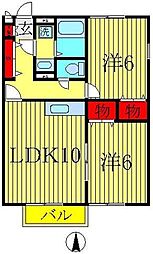ルミエールW 2LDKの間取図画像