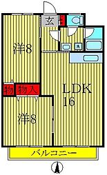 ブルーヒルズA 2LDKの間取図画像