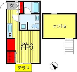 グリーンベル ワンルームの間取図画像
