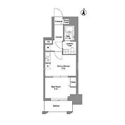 クラリティア綾瀬 8階1DKの間取り