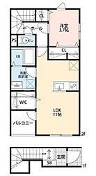リーブルファイン足立南花畑 2階1LDKの間取り