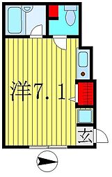 ＣＨＡＯＳ西綾瀬II 1階ワンルームの間取り