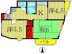グラン・パレ西綾瀬 2階3Kの間取り