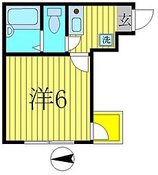シャンテ小菅II 2階1Kの間取り