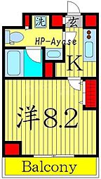 アーバンパーク綾瀬 6階1Kの間取り