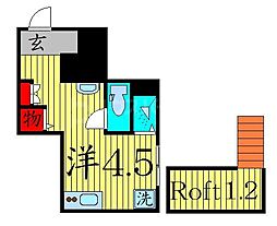 桂ビル 1階ワンルームの間取り