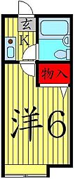 ワシントンハイツ 2階1Kの間取り