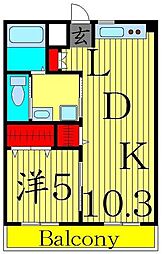 エミコーポラス 1階1LDKの間取り