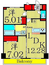 Grande　Carro 8階2LDKの間取り