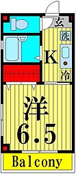 グランデールIII秋山 1階1Kの間取り