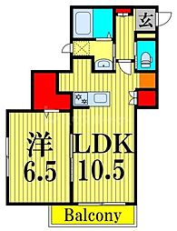 Les Liens 2階1LDKの間取り