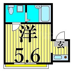 ノーザンロード綾瀬 2階ワンルームの間取り