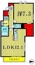 マーヴェラス六町 2階1LDKの間取り