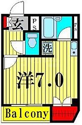 サニーヒル金子 4階ワンルームの間取り