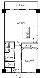 クイーンパレス浅伊 6階3DKの間取り