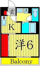 リブリ・ウィスタリア　ＩＩ 2階1Kの間取り