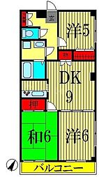 エミネンス東和 3階3DKの間取り