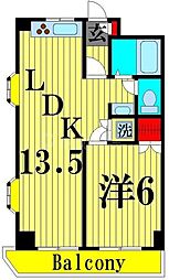 エスポワール東和第2 1階1LDKの間取り