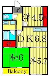東武伊勢崎線 谷塚駅 徒歩22分の賃貸マンション 3階3DKの間取り
