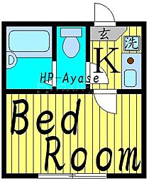 シャンテ綾瀬 1階1Kの間取り