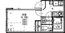 KEIAI RESIDENCE お花茶屋 1階1Kの間取り