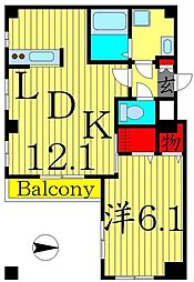 ヴィーブル 1LDKの間取図画像
