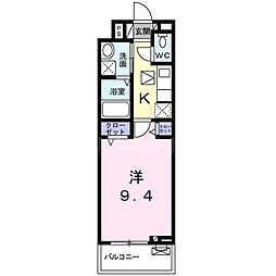 ラリュール 1Kの間取図画像