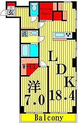 メゾン南柏綾 1LDKの間取図画像