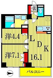 PRIMEURBAN亀有 2LDKの間取図画像