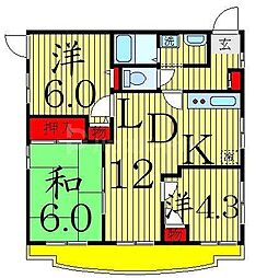 ウエストリバーハイツ 3LDKの間取図画像