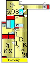アヴァンス堀切 2LDKの間取図画像