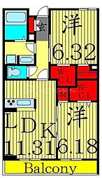 エルサンテ 2LDKの間取図画像