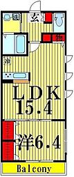 ファラオ千住 1LDKの間取図画像