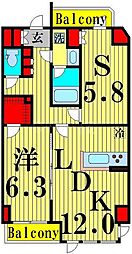 ジェノヴィア五反野スカイガーデン 1SLDKの間取図画像