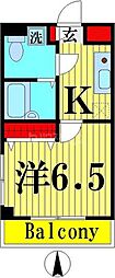 ワンステップ花畑 1Kの間取図画像